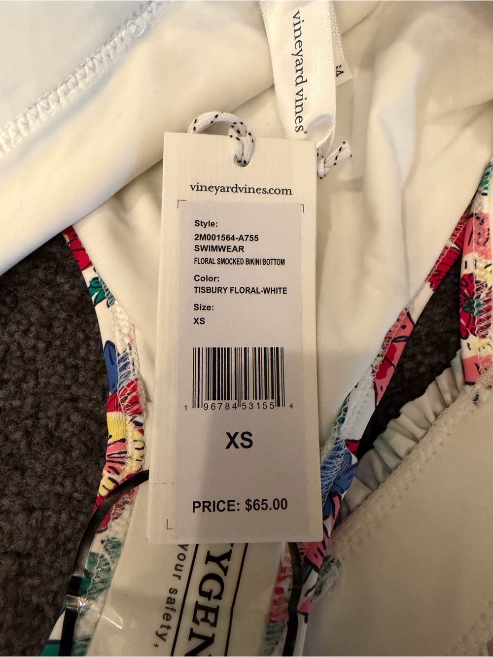 Vineyard Vines White Tisbury Floral Smocked Bikini Set XS Women’s NWT - Picture 9 of 10
